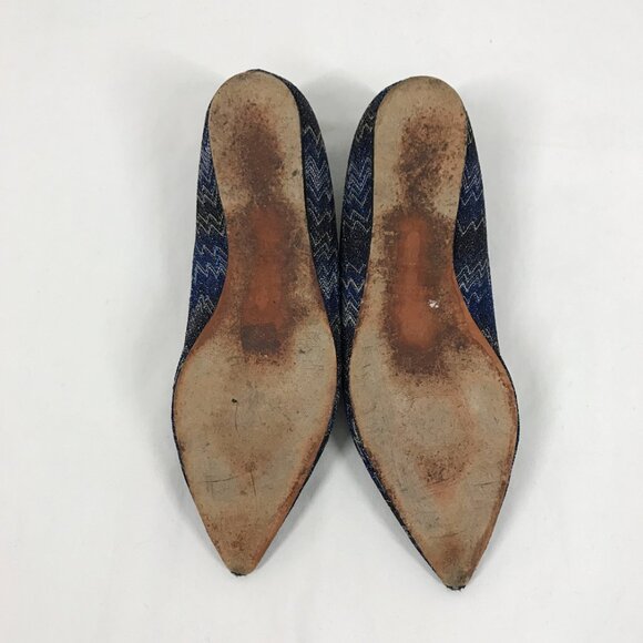 Missoni Italy Blue zig zag sparkly knit ballet flats - Picture 4 of 7